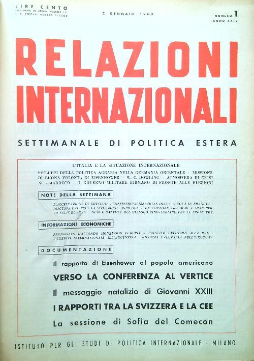 Relazioni Internazionali 1960/Vol. I - copertina