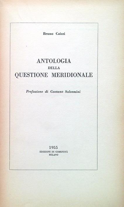 Antologia della questione meridionale - Bruno Caizzi - copertina