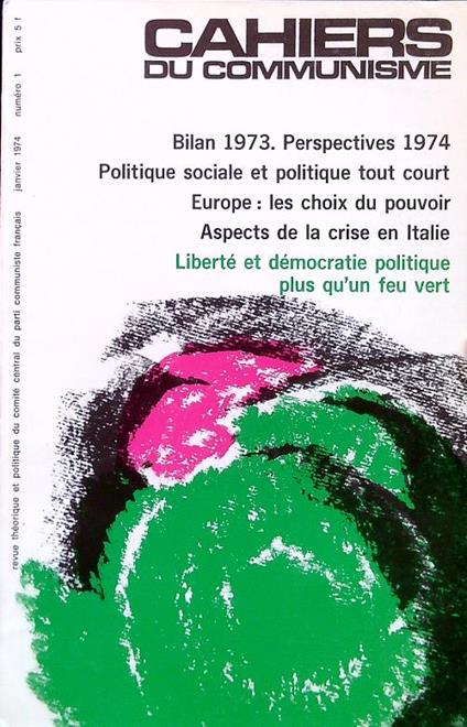 Cahiers du communisme N. 1/Janvier 1974 - copertina