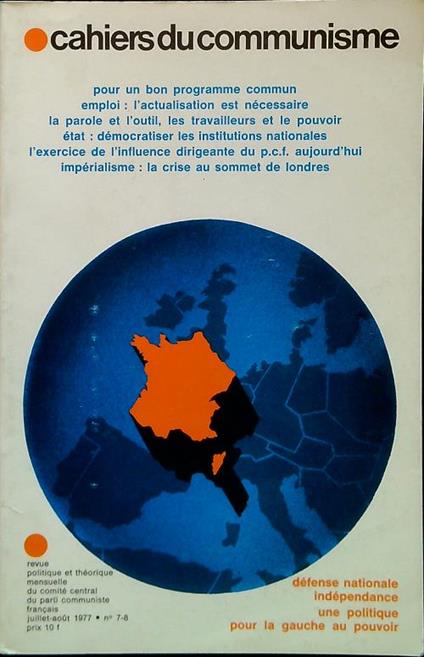 Cahiers du communisme N. 7-8/Juillet Aout 1977 - copertina