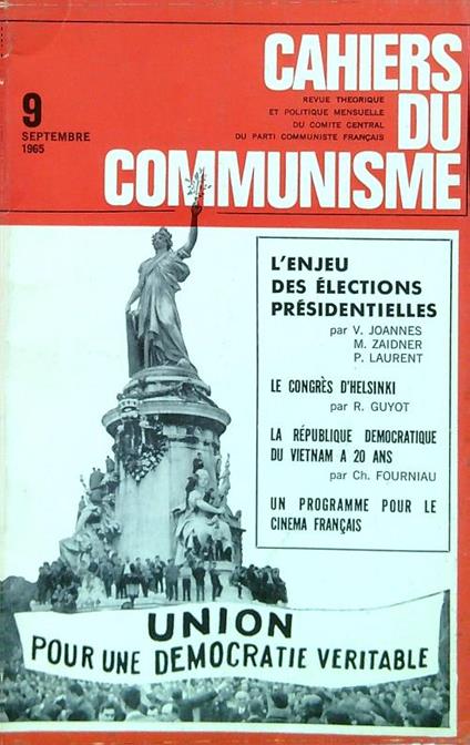Cahiers du communisme N. 9/Septembre 1965 - copertina