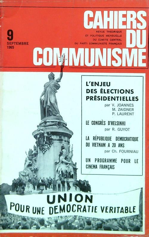 Cahiers du communisme N. 9/Septembre 1965 - copertina