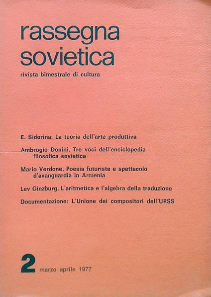 Rassegna sovietica 2/Marzo Aprile 1977 - copertina