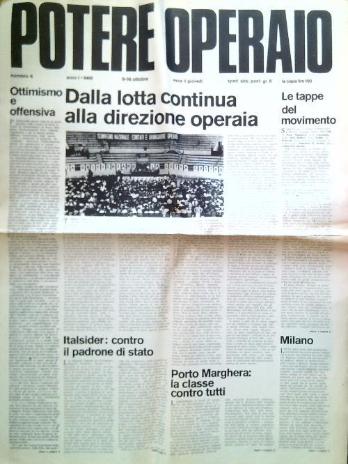 Potere Operaio numero 4, anno I-1969/9-16 Ottobre - copertina