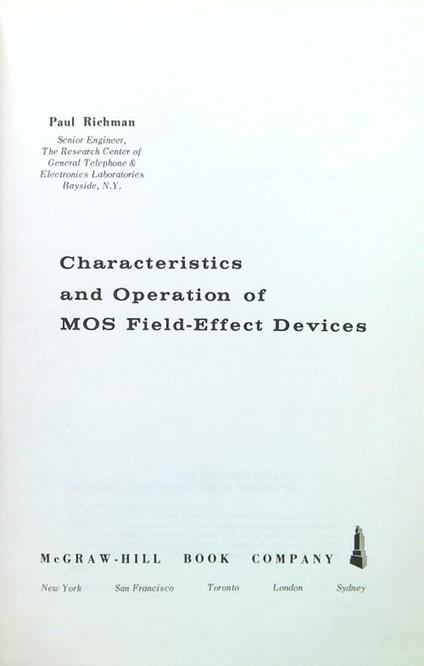 Characteristics and Operation of MOS Field-Effect Devices - Paul Rachman - copertina