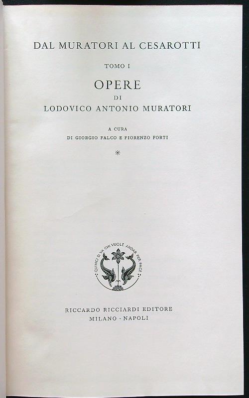 Opere I - Lodovico Antonio Muratori - copertina