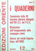 I Quaderni. Anno 3 - Numero 12/Dicembre 1968