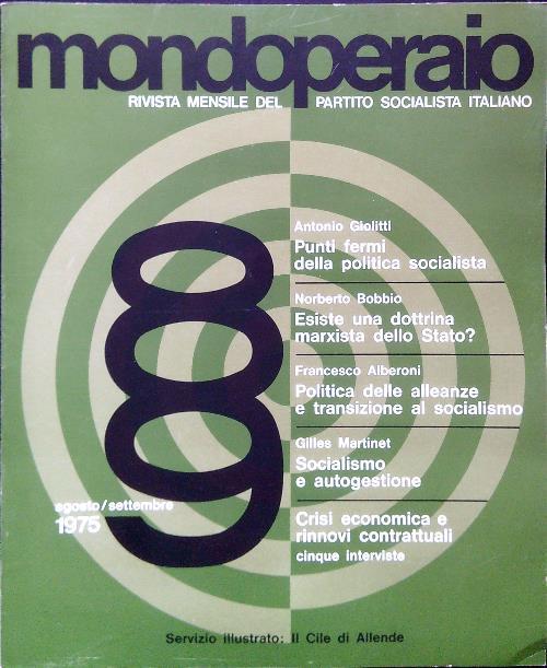 Mondoperaio - N. 8-9/Agosto Settembre 1975 - copertina