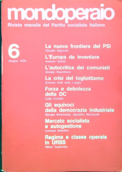 Mondoperaio - N. 6/Giugno 1978 - copertina