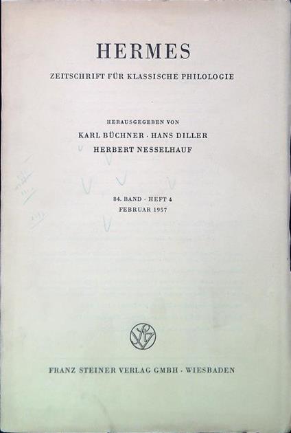 Hermes - Zeitschrift fur klassische philologie - 84. Band - Heft 4 - copertina