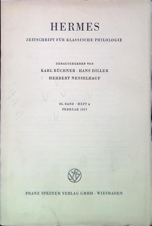Hermes - Zeitschrift fur klassische philologie - 84. Band - Heft 4 - copertina