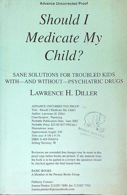 Should I Medicate My Child? - Lawrence Diller - copertina