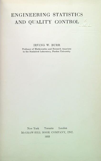 Engineering statistics and qualituy control - copertina