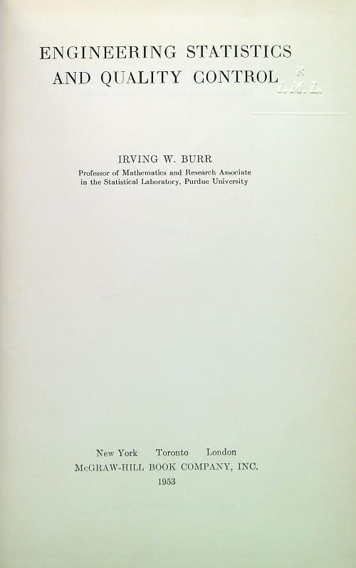 Engineering statistics and qualituy control - copertina