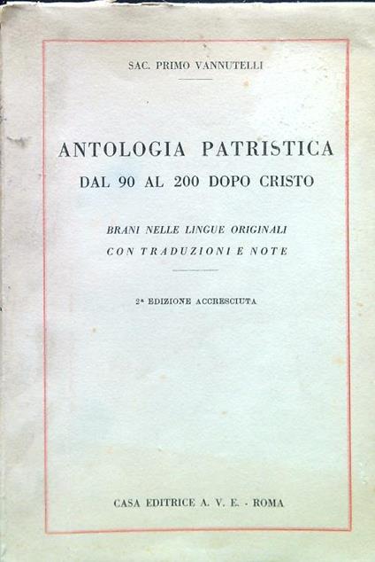 Antologia patristica dal 90 al 200 dopo Cristo - copertina