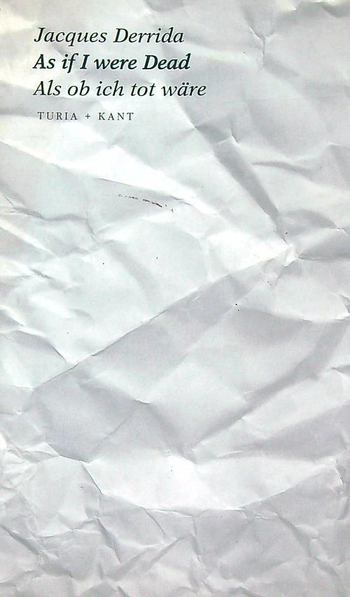 As if I were Dead - Jacques Derrida - copertina