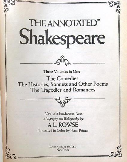 The Annotated Shakespeare - A. L. Rowse - copertina