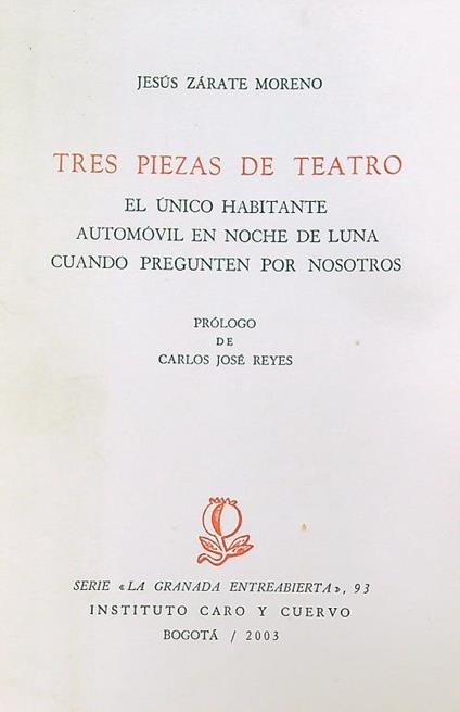 Tres piezas de teatro - Jesus Moreno - copertina