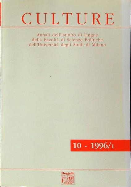 Culture 1996/1 n.10 - copertina