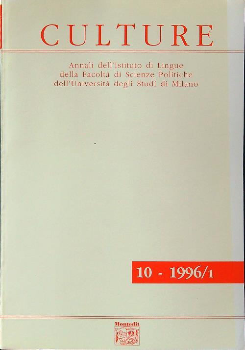 Culture 1996/1 n.10 - copertina