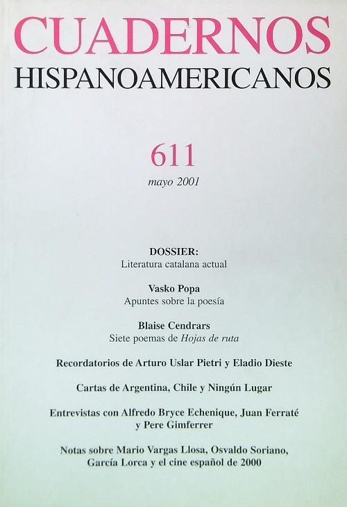 Cuadernos Hispanoamericanos 611 Mayo 2001 - copertina