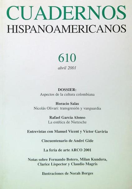 Cuadernos Hispanoamericanos 610 Abril 2001 - copertina