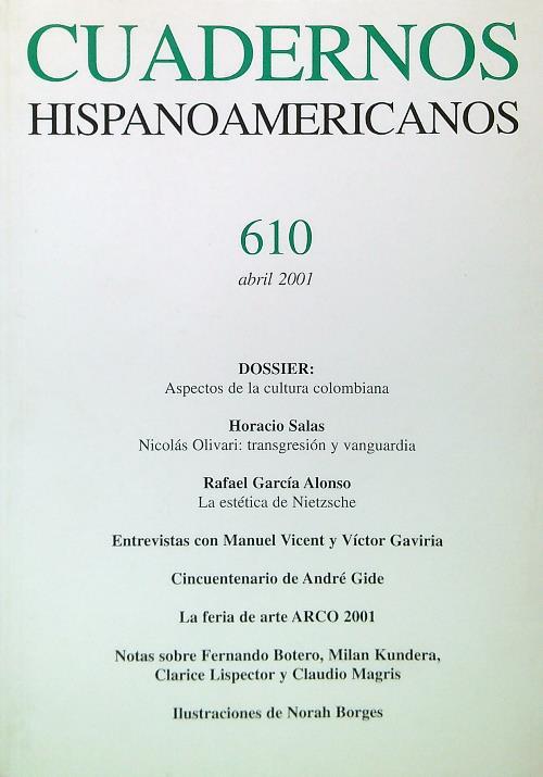 Cuadernos Hispanoamericanos 610 Abril 2001 - copertina