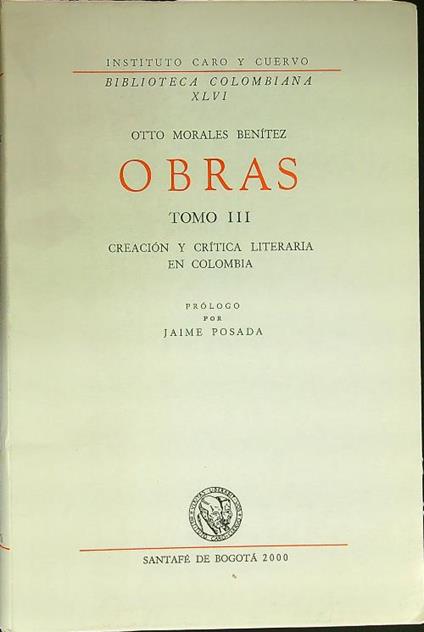 Obras tomo III - Otto Morales Benitez - copertina