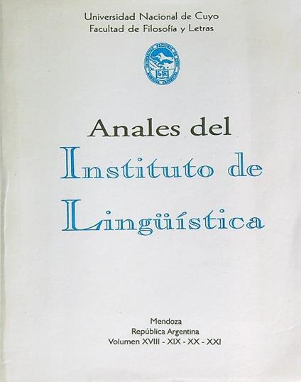 Anales del Instituto de Linguistica Volumen XVIII - XIX-XX-XXI - copertina