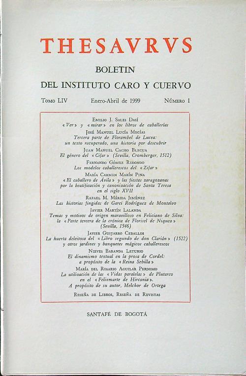 Thesaurus tomo LIV numero 1 1999