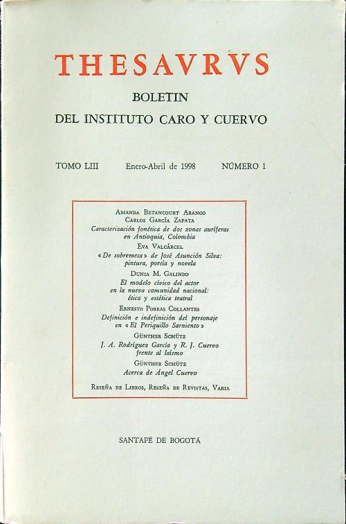 Thesaurus tomo LIII numero 1 1998