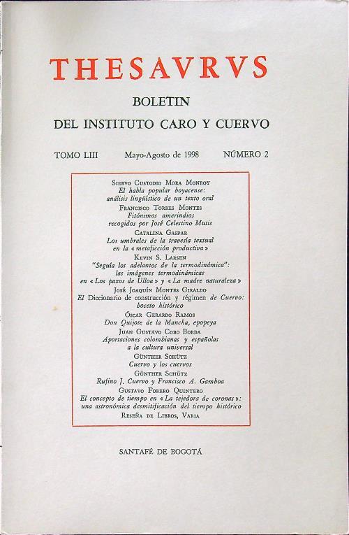 Thesaurus tomo LIII numero 2 1998 - copertina