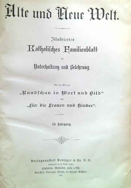 Alde und neue welt 1899 - copertina