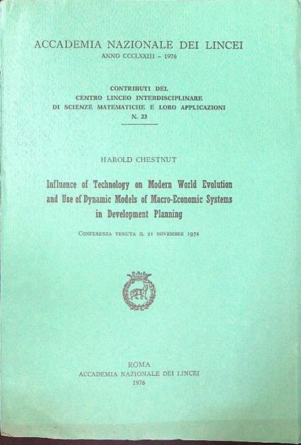 Influence of technology on Modern World Evolution - Harold Chestnut - copertina