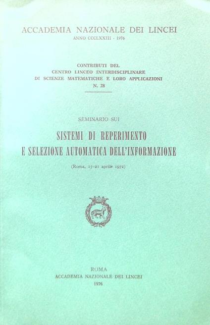 Sistemi di reperimento e selezione automatica dell'informazione - copertina