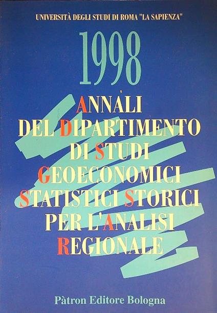 1998 Annali del Dipartimento di Studi Geoeconomici Statistici Storici per l'analisi Regionale - copertina