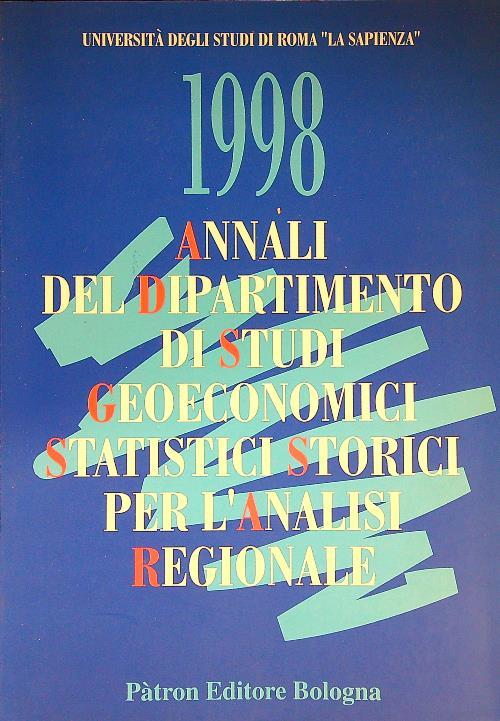 1998 Annali del Dipartimento di Studi Geoeconomici Statistici Storici per l'analisi Regionale - copertina