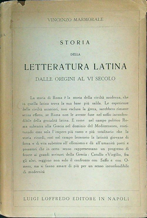 Storia della letteratura latina dalle origini al VI secolo - copertina