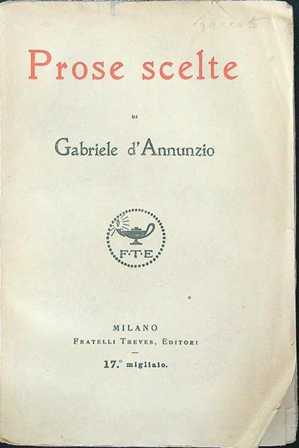 Prose scelte - Gabriele D'Annunzio - copertina