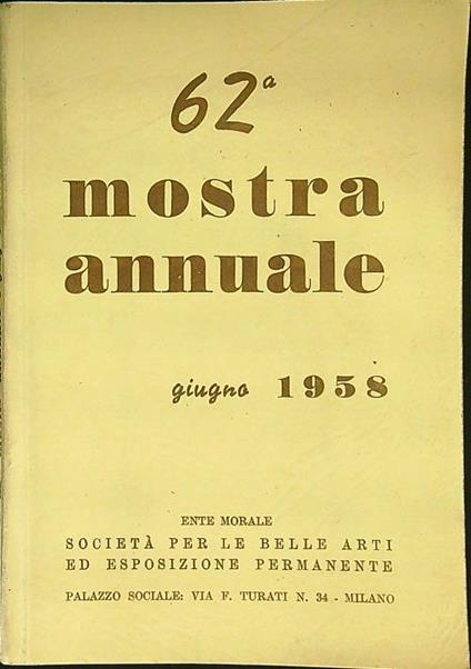 62 Mostra Annuale 1958 - copertina
