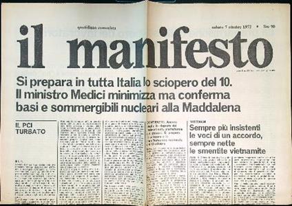 Il Manifesto 7 ottobre 1972 - copertina