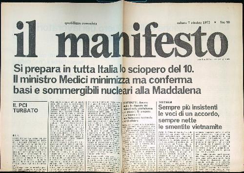 Il Manifesto 7 ottobre 1972 - copertina