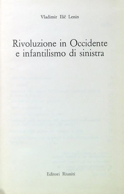 Rivoluzione in Occidente e infantilismo di sinistra - copertina