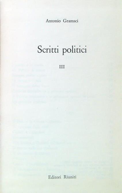 Scritti politici III - Antonio Gramsci - copertina