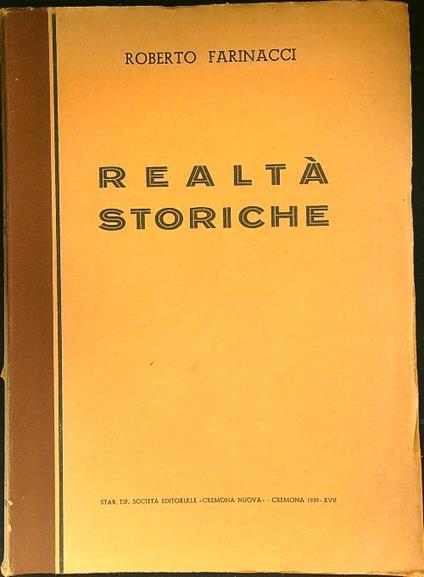 Realtà storiche - Roberto Farinacci - copertina