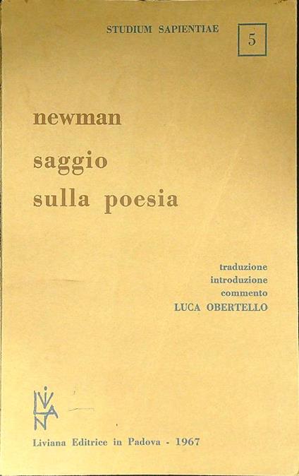 Saggio sulla poesia - Newman - copertina