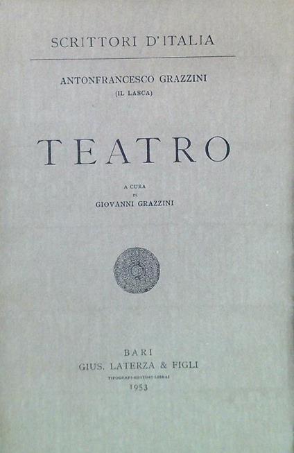 Teatro - Antonfrancesco Grazzini - copertina