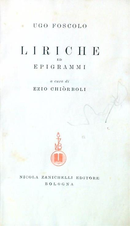 Liriche ed epigrammi - Ugo Foscolo - copertina