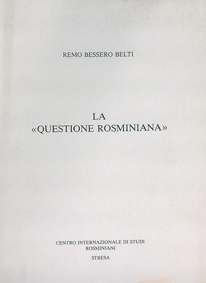 La questione rosminiana - copertina