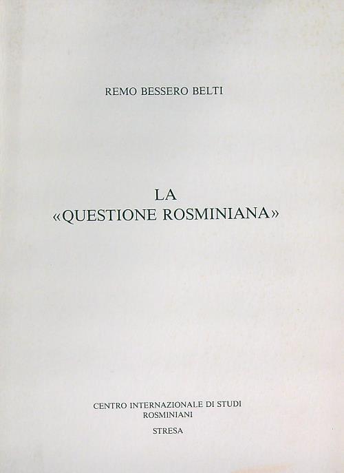 La questione rosminiana - copertina